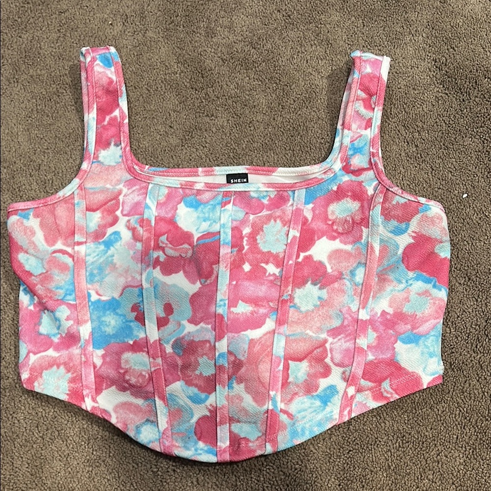 SHEIN Multicolored Sleeveless Bustier Bodysuit Crop Top